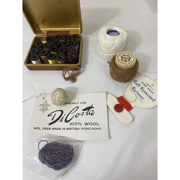 Vtg Lot Darning Thread Belding Hemingway Coats And More Spools Skein Case - Picture 7 of 7